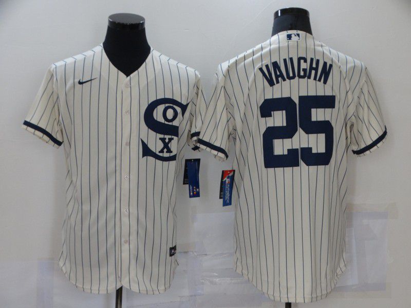 Men Chicago White Sox 25 Vaughn Cream stripe Dream version Elite Nike 2021 MLB Jersey